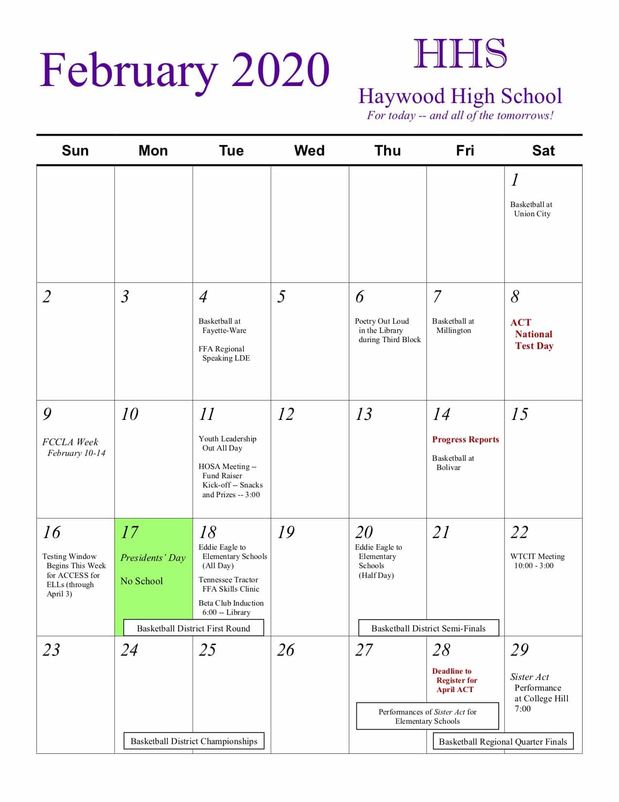 School Calendar | Haywood County Schools