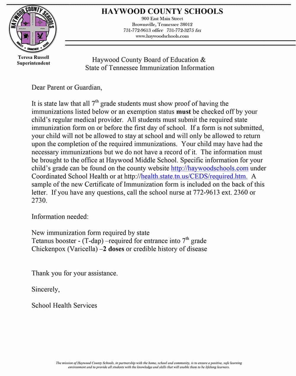 Microsoft Word - Immunization Request[1].doc