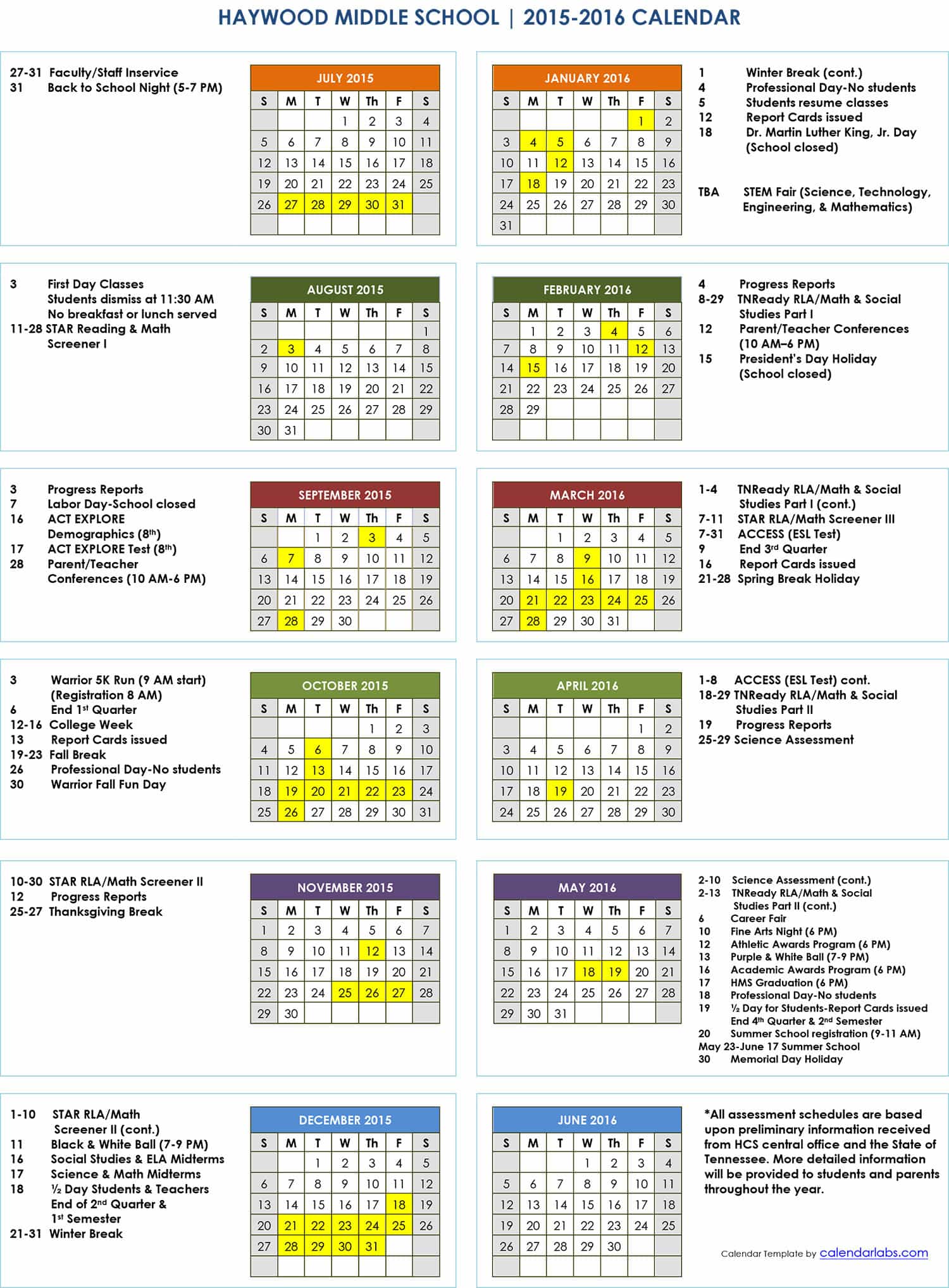 School Calendar | Haywood County Schools Test Site