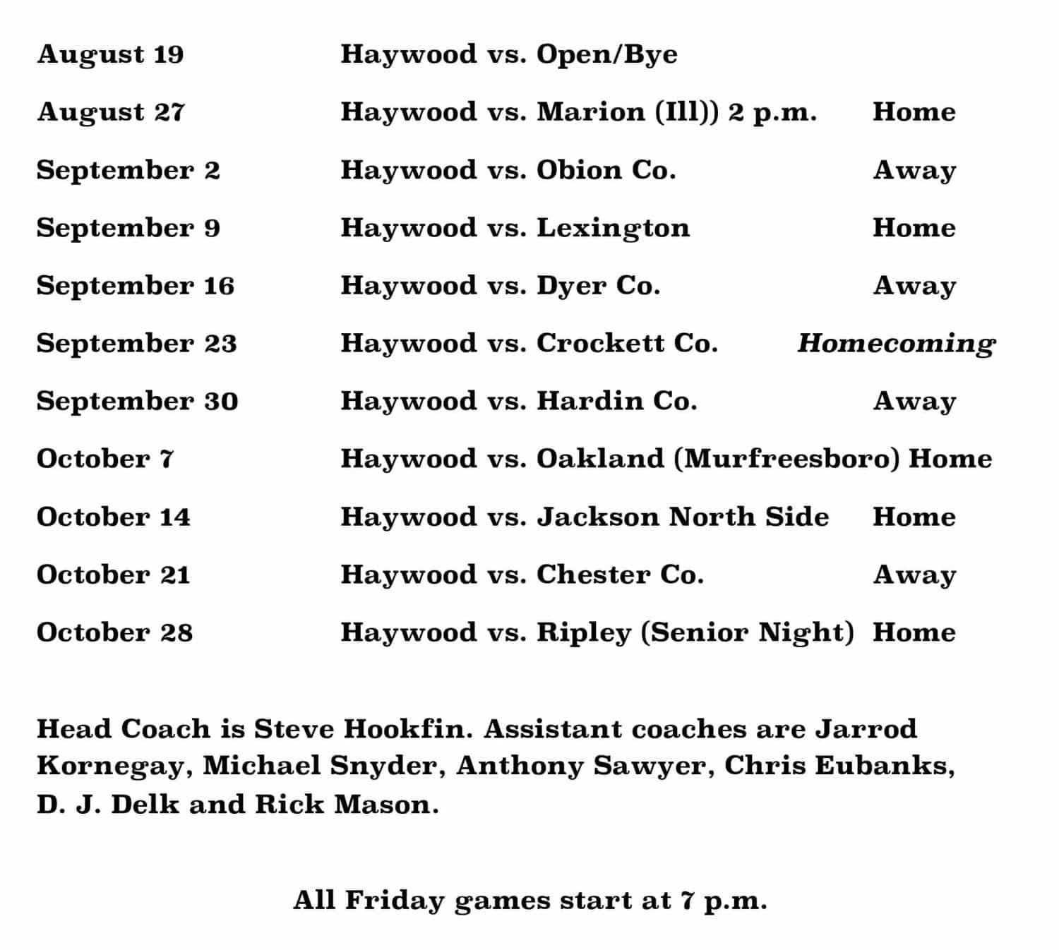 Microsoft Word - Haywood Varsity Football 2016 Schedule (2).docx