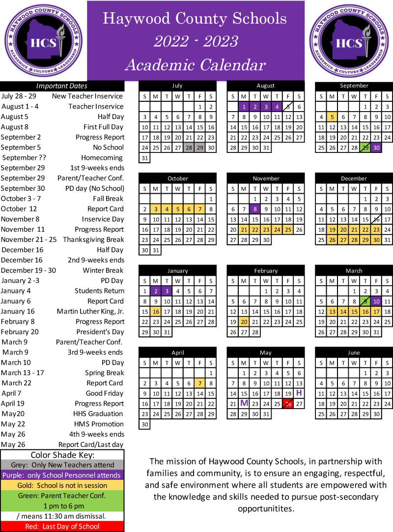 School Calendar - Haywood County Schools