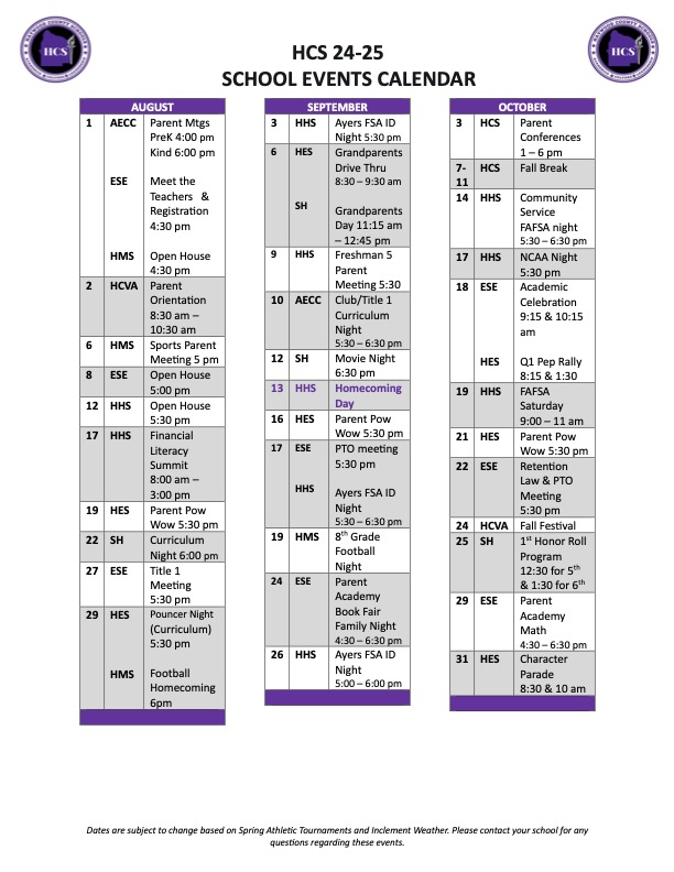 Academic Calendars - Haywood County Schools